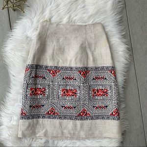 Vintage Linen Embroidered Skirt XS
